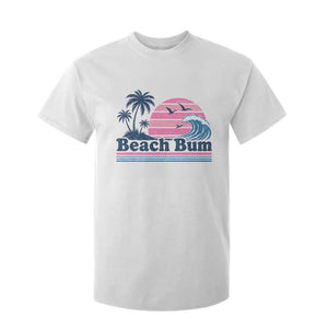 Beach Bum T Shirt For Kid Retro Summer Vacation Surf Wave Tropical Sunset Aesthetic TS10 White Print Your Wear