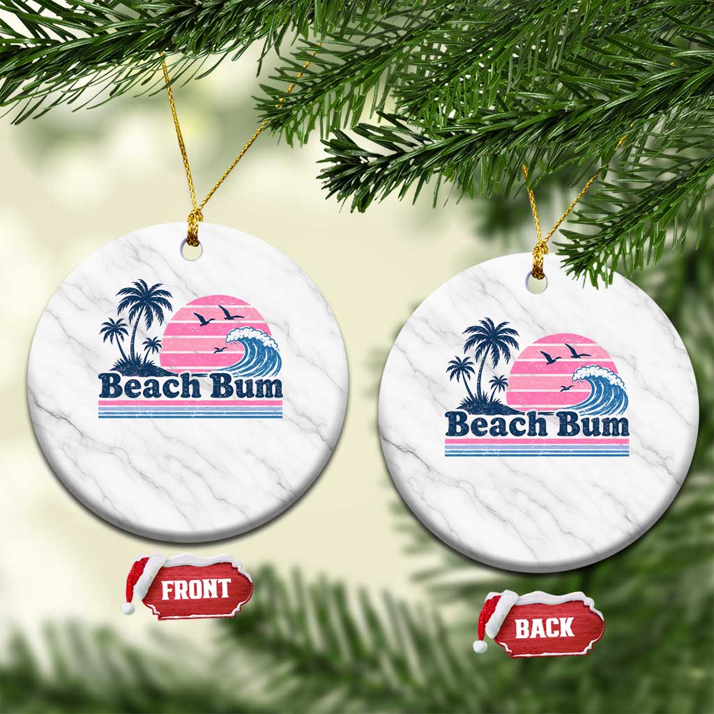 Beach Bum Ceramic Ornament Retro Summer Vacation Surf Wave Tropical Sunset Aesthetic TS10 1pc White Marble Print Your Wear