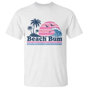 Beach Bum T Shirt Retro Summer Vacation Surf Wave Tropical Sunset Aesthetic TS10 White Print Your Wear