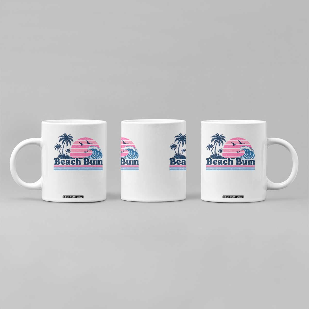 Beach Bum Coffee Mug Retro Summer Vacation Surf Wave Tropical Sunset Aesthetic TS10 Print Your Wear