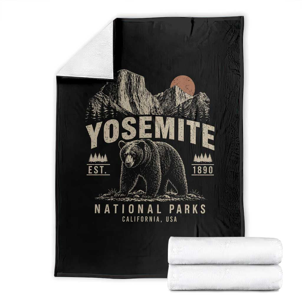 Vintage Yosemite National Park Throw Blanket Retro Bear Nature Wildlife Forest TS10 Black Print Your Wear