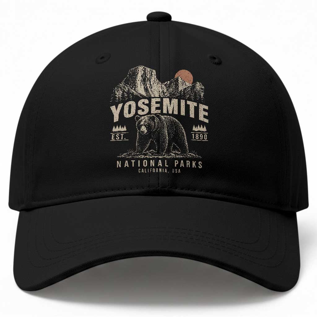 Vintage Yosemite National Park Baseball Cap Retro Bear Nature Wildlife Forest TS10 Print Your Wear