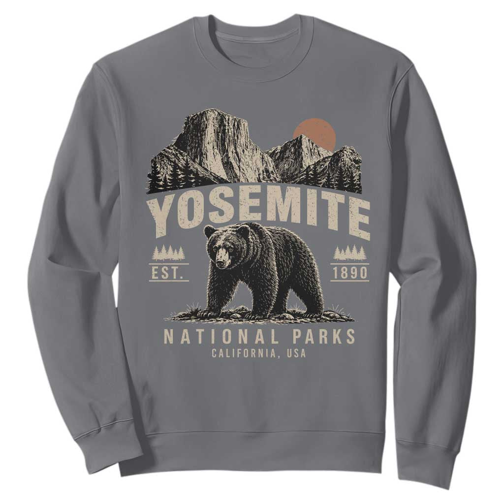 Vintage Yosemite National Park Sweatshirt Retro Bear Nature Wildlife Forest TS10 Charcoal Print Your Wear