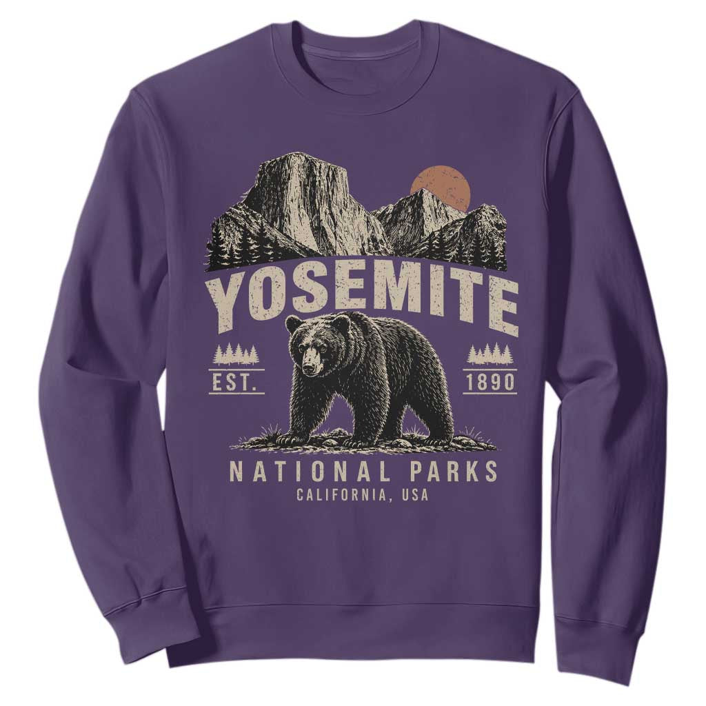 Vintage Yosemite National Park Sweatshirt Retro Bear Nature Wildlife Forest TS10 Purple Print Your Wear