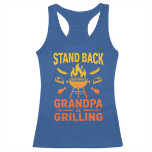 Grandpa Is Grilling Racerback Tank Top Funny Fathers Day BBQ TS10 Royal Blue Print Your Wear