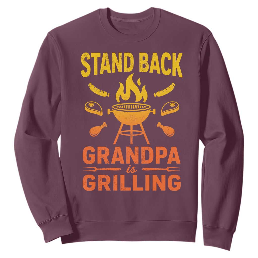 Grandpa Is Grilling Sweatshirt Funny Fathers Day BBQ TS10 Maroon Print Your Wear
