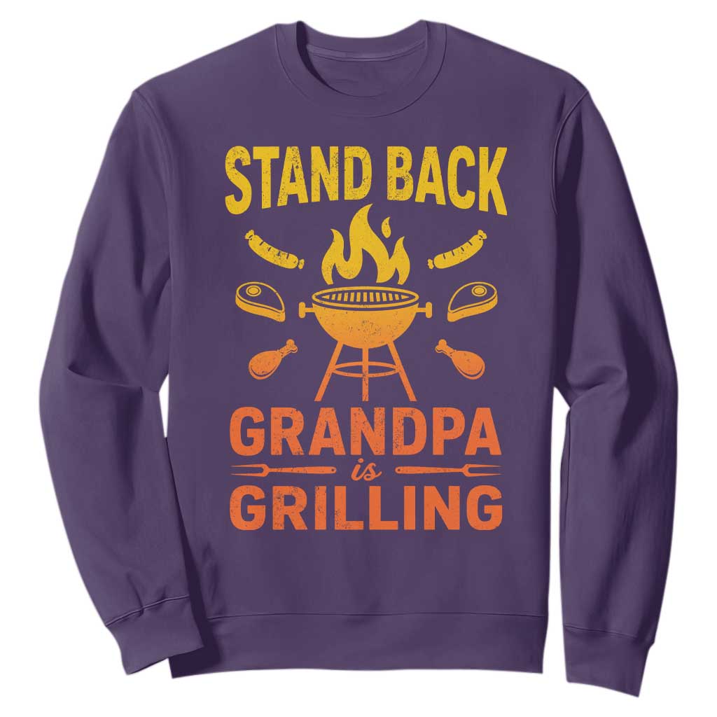 Grandpa Is Grilling Sweatshirt Funny Fathers Day BBQ TS10 Purple Print Your Wear