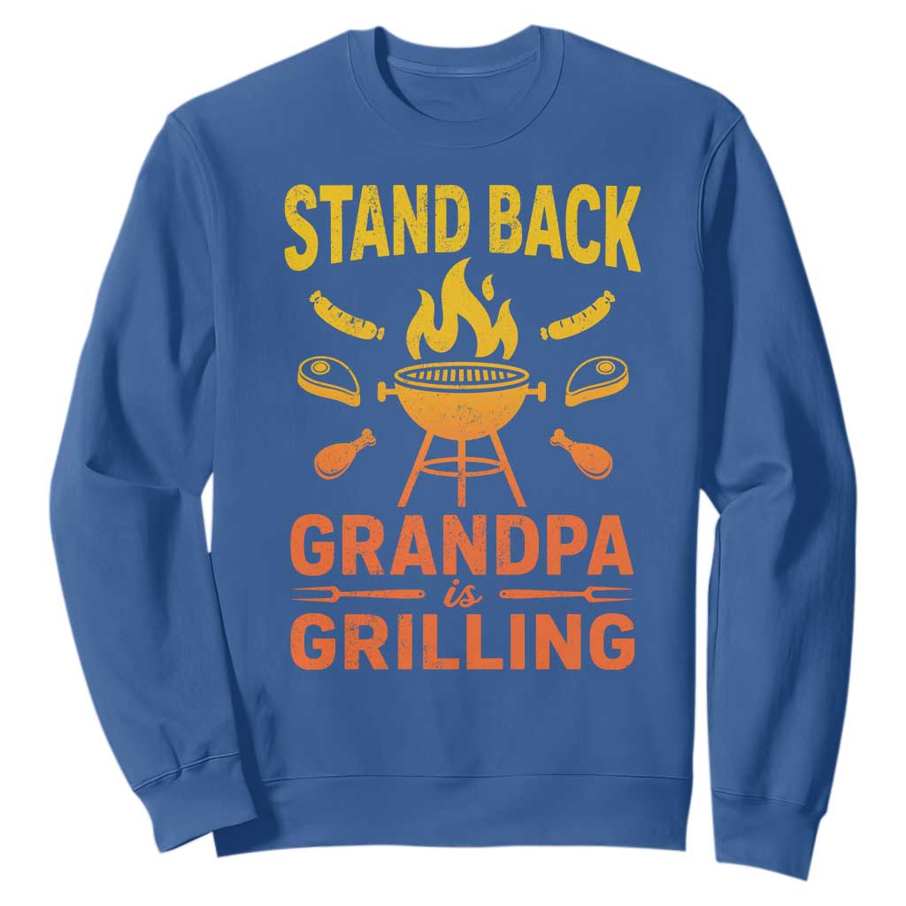 Grandpa Is Grilling Sweatshirt Funny Fathers Day BBQ TS10 Royal Blue Print Your Wear