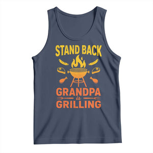 Grandpa Is Grilling Tank Top Funny Fathers Day BBQ TS10 Navy Print Your Wear