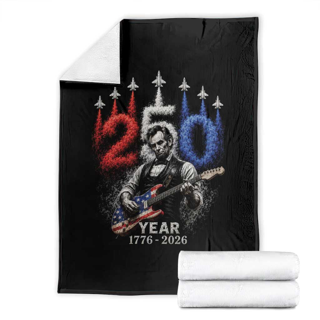 Vintage Abraham Lincoln Abe Lincoln Playing Guitar 250 Years Throw Blanket 1776 2026 Humor Patriotic TS10 Black Print Your Wear