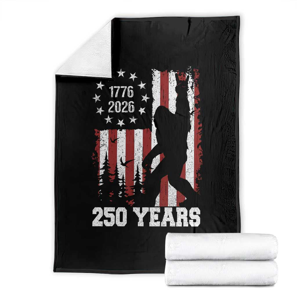 Vintage Bigfoot USA 250th Anniversary Throw Blanket 250 Years Of Freedom US Flag Independence Day 4th July Patriotic TS10 Black Print Your Wear