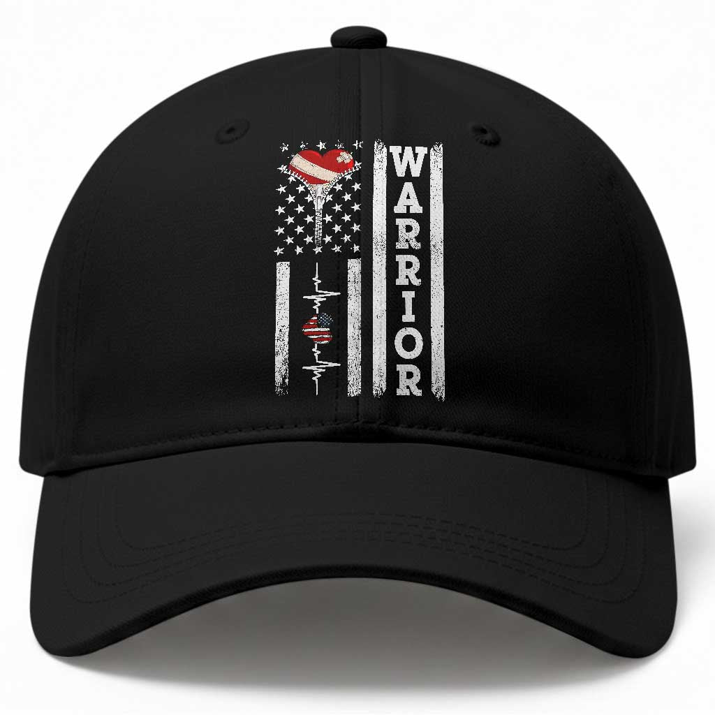 Cool Heart Surgery Warrior Baseball Cap Coronary Bypass Artery Open Heart Surgery Heartbeat American Flag TS10 Print Your Wear