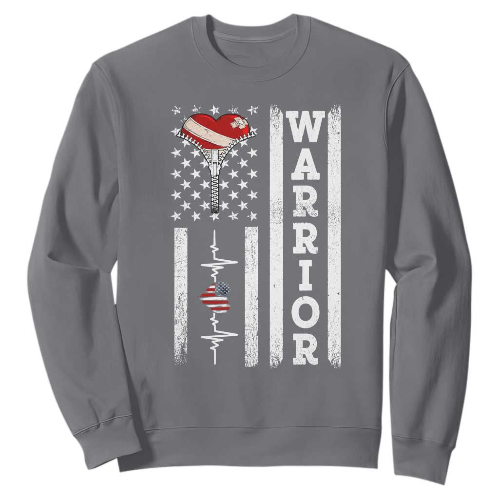 Cool Heart Surgery Warrior Sweatshirt Coronary Bypass Artery Open Heart Surgery Heartbeat American Flag TS10 Charcoal Print Your Wear