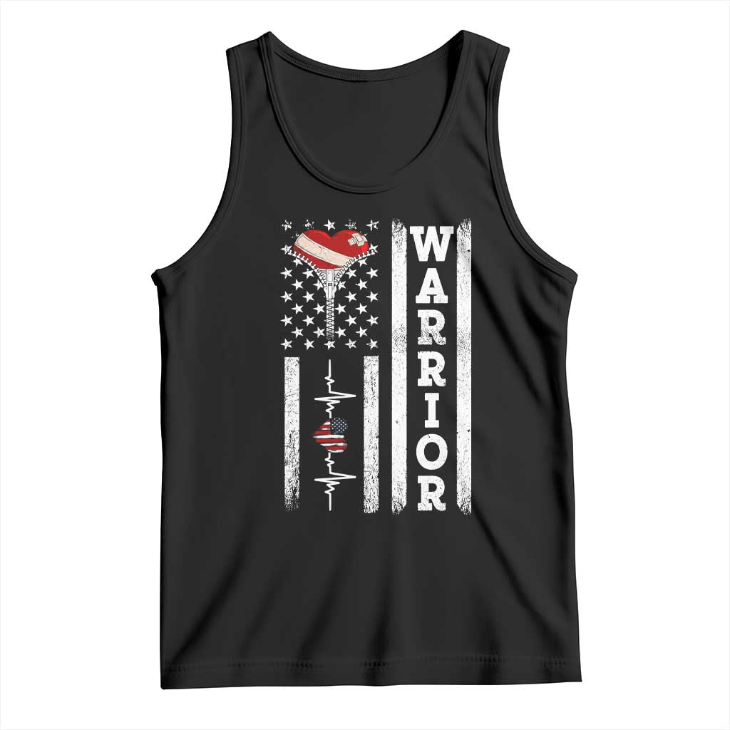 Cool Heart Surgery Warrior Tank Top Coronary Bypass Artery Open Heart Surgery Heartbeat American Flag TS10 Black Print Your Wear