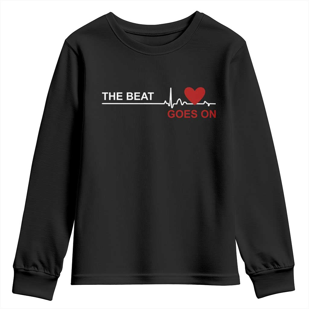 Cool Heart Surgery Survivor Youth Sweatshirt Heart Attack Surgery The Beat Goes On Rehab Recover TS10 Black Print Your Wear