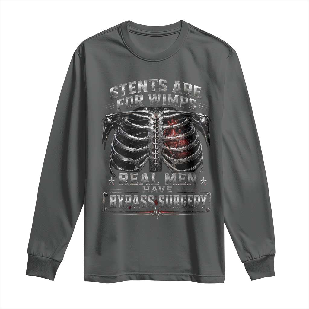 Heart Surgery Survivor Long Sleeve Shirt After Surgery Recovery Bypass TS10 Dark Heather Print Your Wear