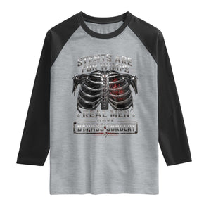 Heart Surgery Survivor Raglan Shirt After Surgery Recovery Bypass TS10 Heather Gray Black Print Your Wear