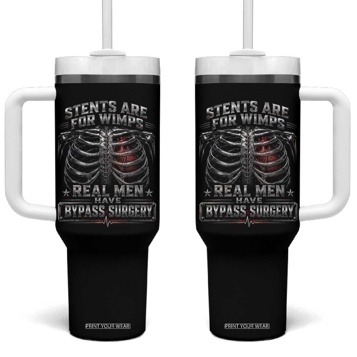 Heart Surgery Survivor Tumbler With Handle After Surgery Recovery Bypass TS10 One Size: 40 oz Black Print Your Wear