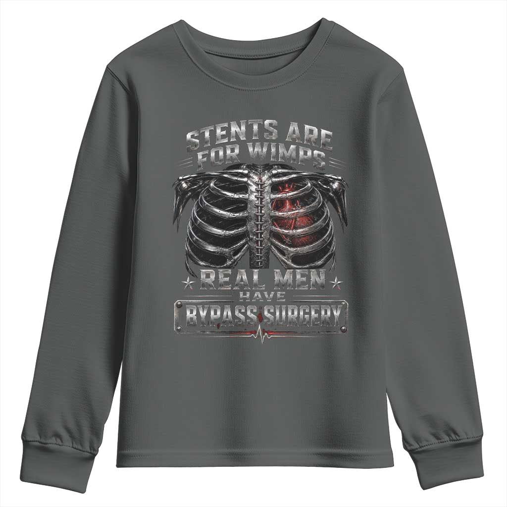Heart Surgery Survivor Youth Sweatshirt After Surgery Recovery Bypass TS10 Dark Heather Print Your Wear