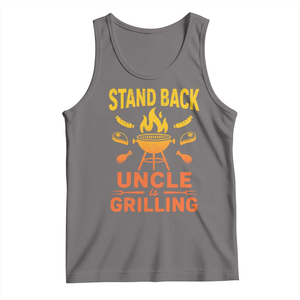 Stand Back Uncle Is Grilling Tank Top Funny Fathers Day BBQ TS10 Deep Heather Print Your Wear