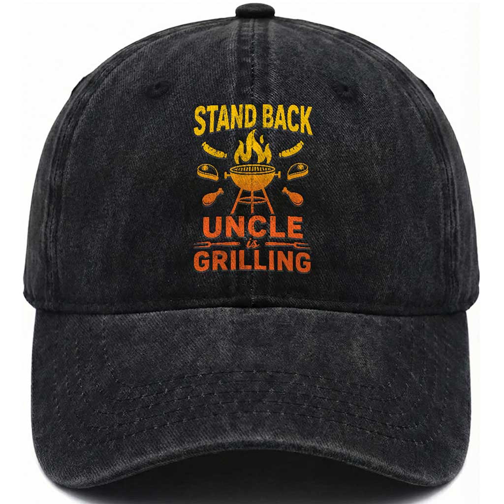 Stand Back Uncle Is Grilling Washed Cotton Baseball Cap Funny Fathers Day BBQ TS10 Print Your Wear