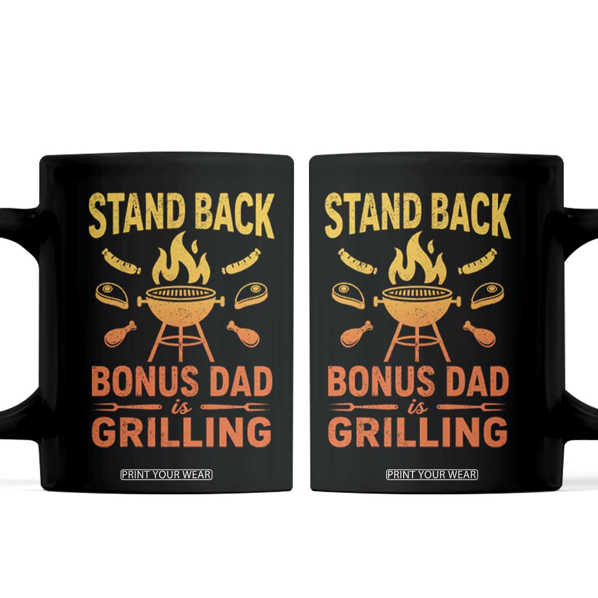 Funny Grilling Bonus Dad Coffee Mug BBQ Stepdad Grill Masters Sarcastic TS10 Black Print Your Wear