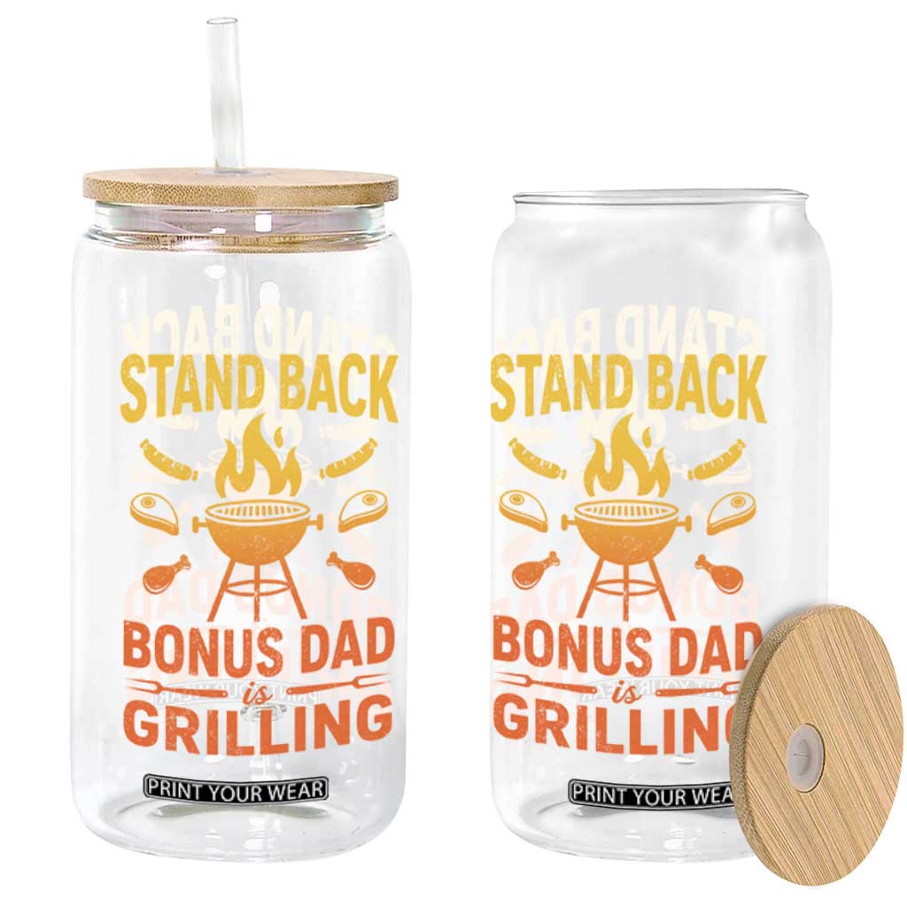 Funny Grilling Bonus Dad Glass Can BBQ Stepdad Grill Masters Sarcastic TS10 Print Your Wear