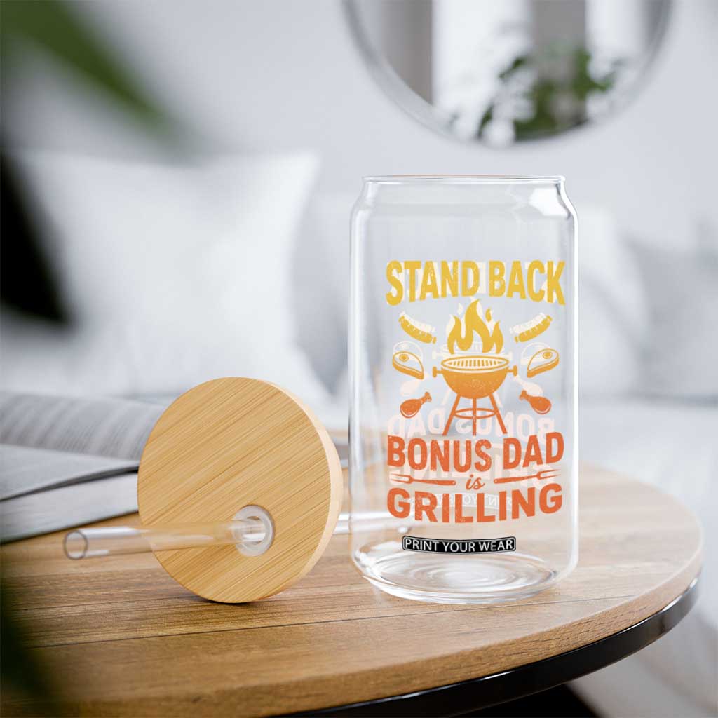 Funny Grilling Bonus Dad Glass Can BBQ Stepdad Grill Masters Sarcastic TS10 Print Your Wear