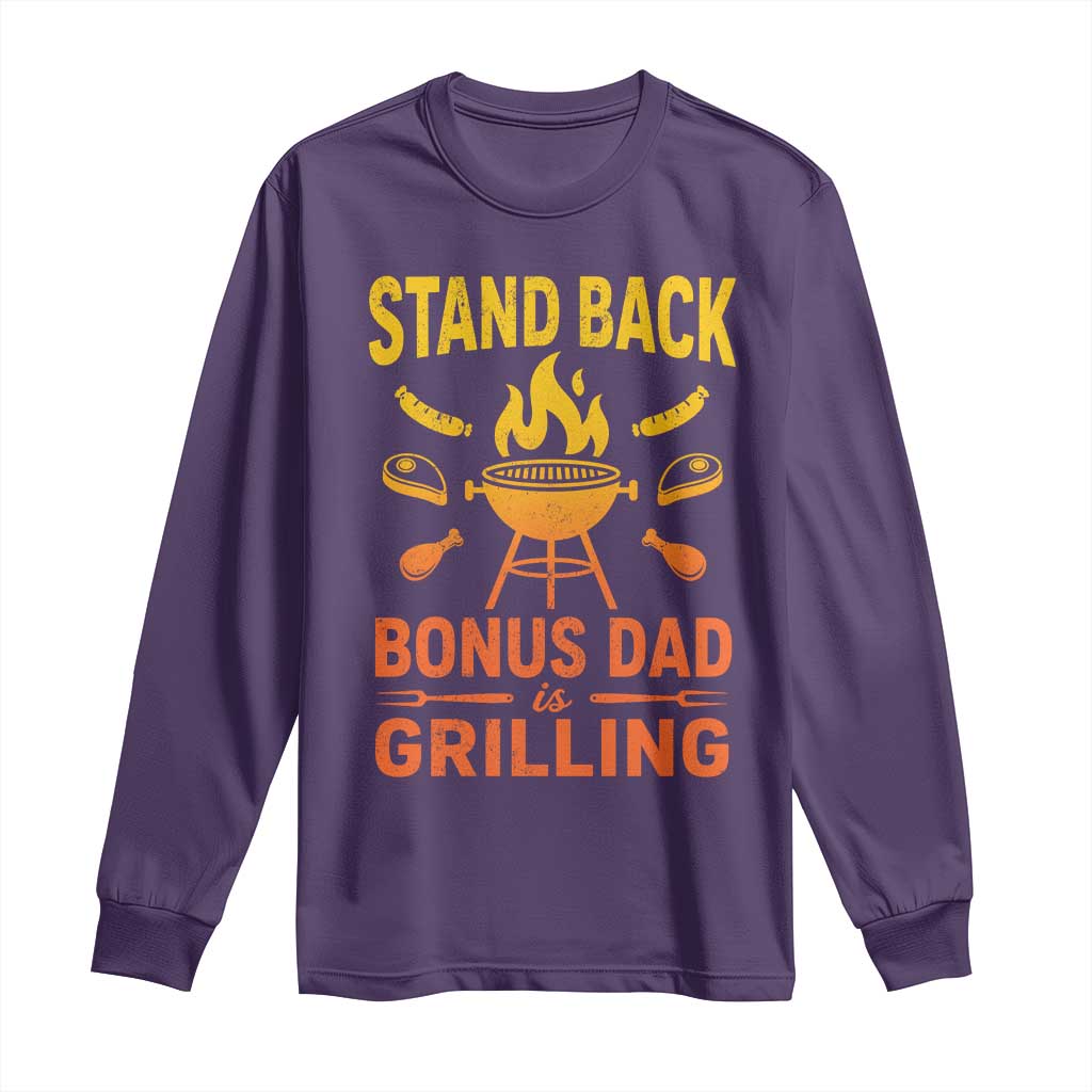 Funny Grilling Bonus Dad Long Sleeve Shirt BBQ Stepdad Grill Masters Sarcastic TS10 Purple Print Your Wear