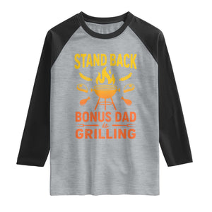 Funny Grilling Bonus Dad Raglan Shirt BBQ Stepdad Grill Masters Sarcastic TS10 Heather Gray Black Print Your Wear