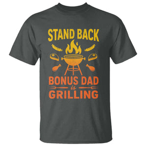 Funny Grilling Bonus Dad T Shirt BBQ Stepdad Grill Masters Sarcastic TS10 Dark Heather Print Your Wear