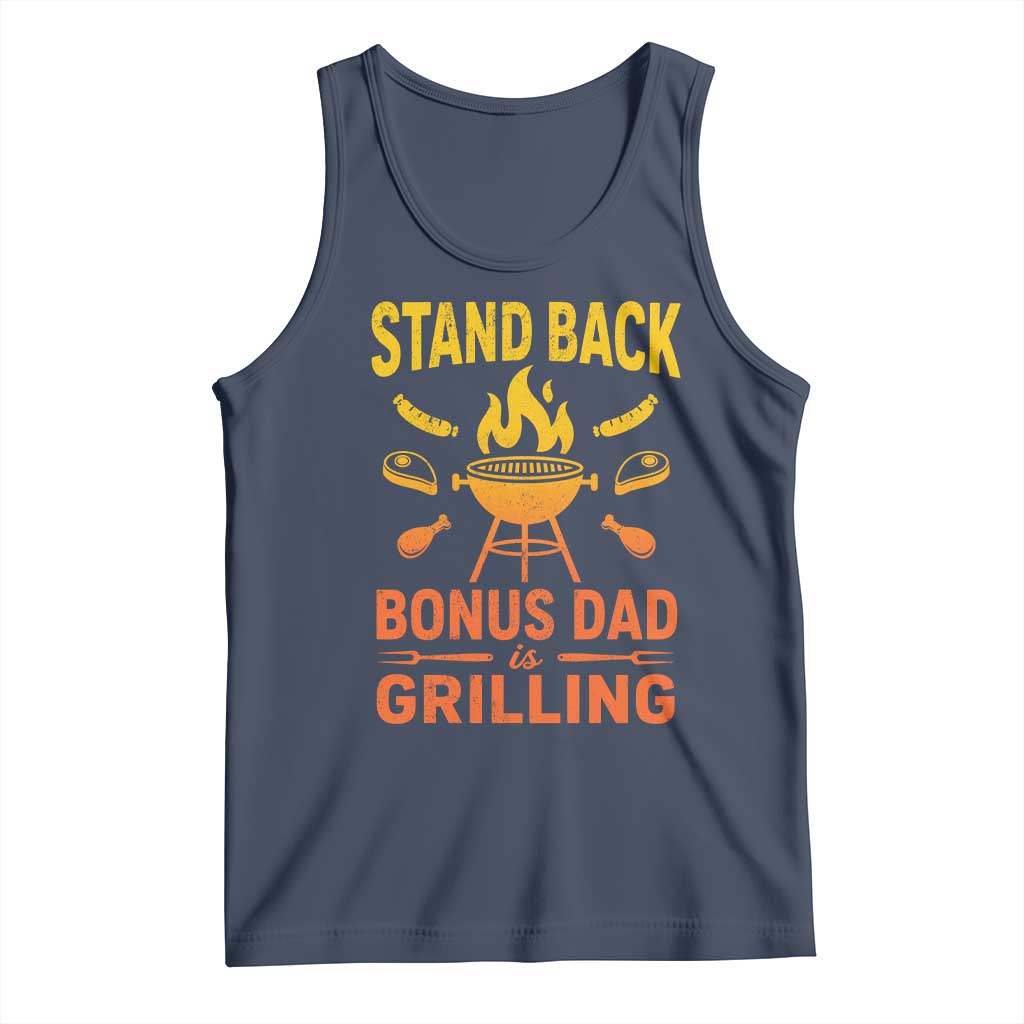 Funny Grilling Bonus Dad Tank Top BBQ Stepdad Grill Masters Sarcastic TS10 Navy Print Your Wear
