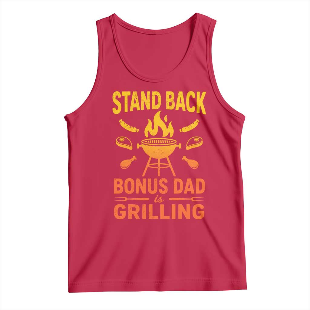 Funny Grilling Bonus Dad Tank Top BBQ Stepdad Grill Masters Sarcastic TS10 Red Print Your Wear