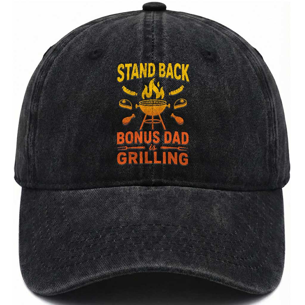 Funny Grilling Bonus Dad Washed Cotton Baseball Cap BBQ Stepdad Grill Masters Sarcastic TS10 Print Your Wear