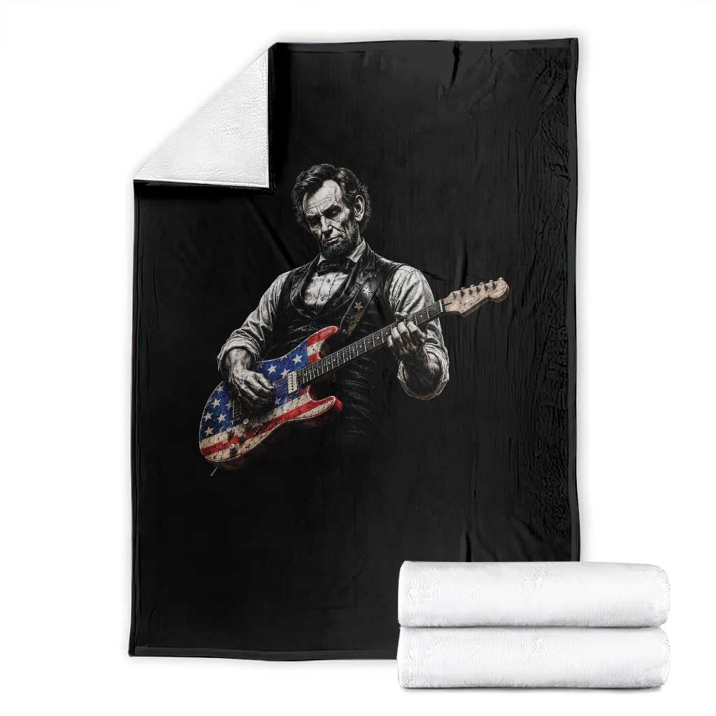 Vintage Abraham Lincoln Abe Lincoln Playing Guitar Throw Blanket Humor Patriotic TS10 Black Print Your Wear