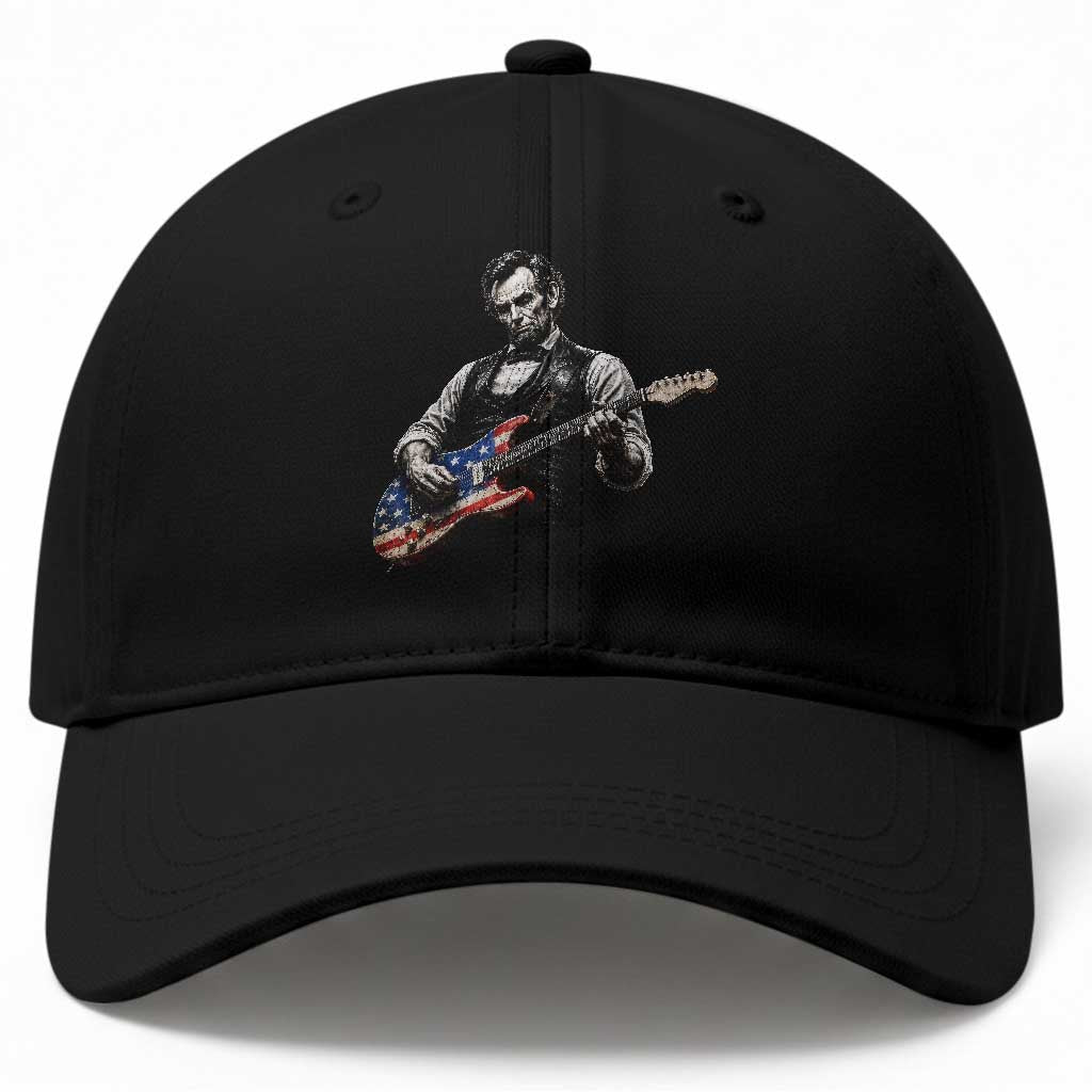Vintage Abraham Lincoln Abe Lincoln Playing Guitar Baseball Cap Humor Patriotic TS10 Print Your Wear