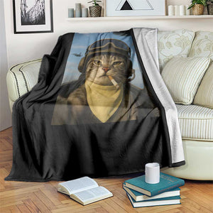 Cat Selfie With Alien UFO Throw Blanket Retro Space Sci-Fi Cat Pilot TS10 Print Your Wear