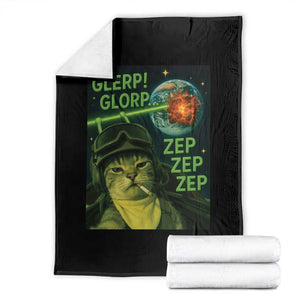 Funny UFO Alien Cat Selfie Throw Blanket Retro Space Sci-Fi Cat Pilot TS10 Black Print Your Wear