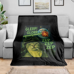 Funny UFO Alien Cat Selfie Throw Blanket Retro Space Sci-Fi Cat Pilot TS10 Print Your Wear