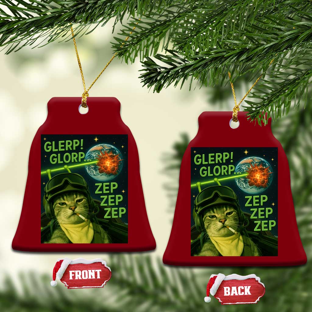 Funny UFO Alien Cat Selfie Ceramic Ornament Retro Space Sci-Fi Cat Pilot TS10 Print Your Wear