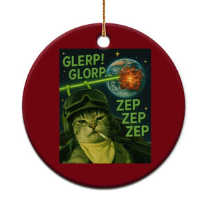 Funny UFO Alien Cat Selfie Ceramic Ornament Retro Space Sci-Fi Cat Pilot TS10 1pc Red Print Your Wear