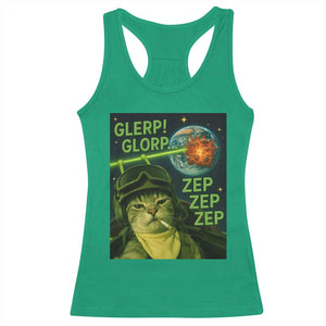 Funny UFO Alien Cat Selfie Racerback Tank Top Retro Space Sci-Fi Cat Pilot TS10 Irish Green Print Your Wear