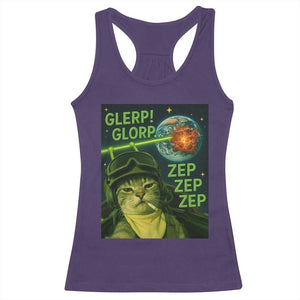 Funny UFO Alien Cat Selfie Racerback Tank Top Retro Space Sci-Fi Cat Pilot TS10 Purple Print Your Wear