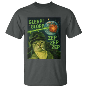Funny UFO Alien Cat Selfie T Shirt Retro Space Sci-Fi Cat Pilot TS10 Dark Heather Print Your Wear