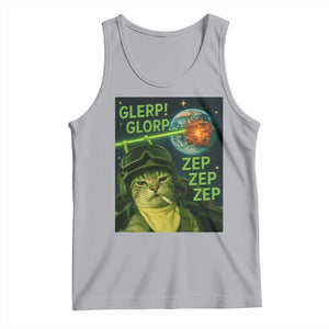 Funny UFO Alien Cat Selfie Tank Top Retro Space Sci-Fi Cat Pilot TS10 Athletic Heather Print Your Wear