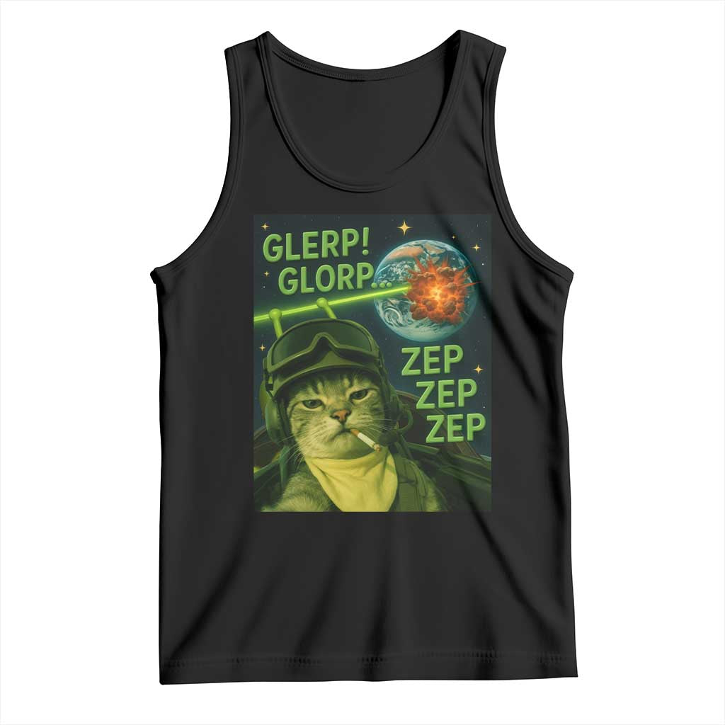 Funny UFO Alien Cat Selfie Tank Top Retro Space Sci-Fi Cat Pilot TS10 Black Print Your Wear