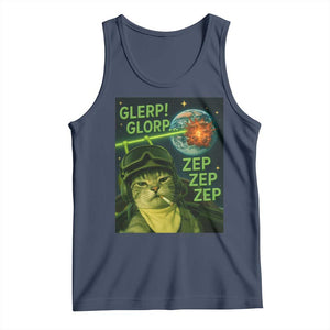 Funny UFO Alien Cat Selfie Tank Top Retro Space Sci-Fi Cat Pilot TS10 Navy Print Your Wear