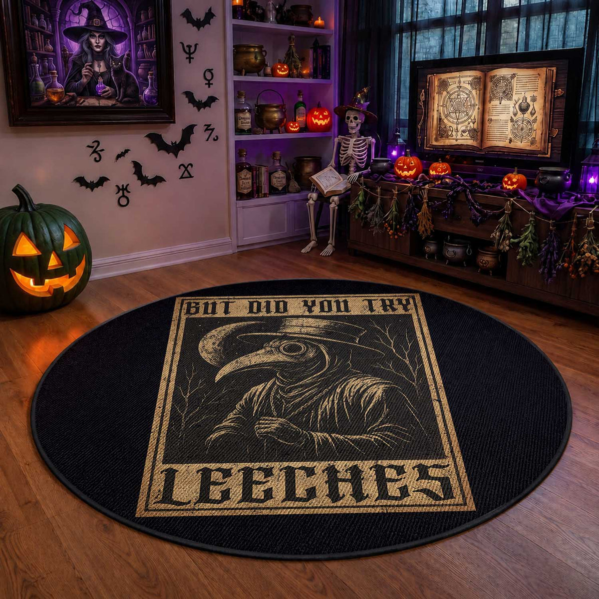 But Did You Try Leeches Plague Doctor Round Rug Middle Age Medicines Medieval History