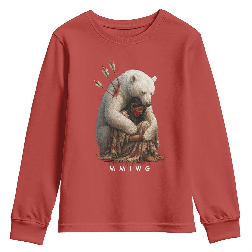 MMIW Native American Youth Sweatshirt Spirit Bear Protecting Indigenous Woman MMIWG TS10 Red Print Your Wear