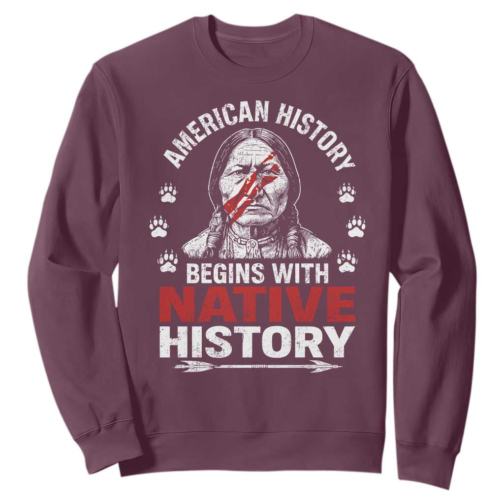 Native American History Sweatshirt Indigenous Peoples Tribal Pride TS10 Maroon Print Your Wear